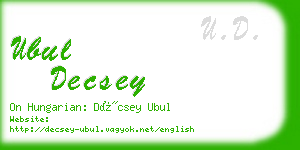 ubul decsey business card